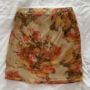 Anne Klein Floral Pencil Skirt - Red, Brown, Tan